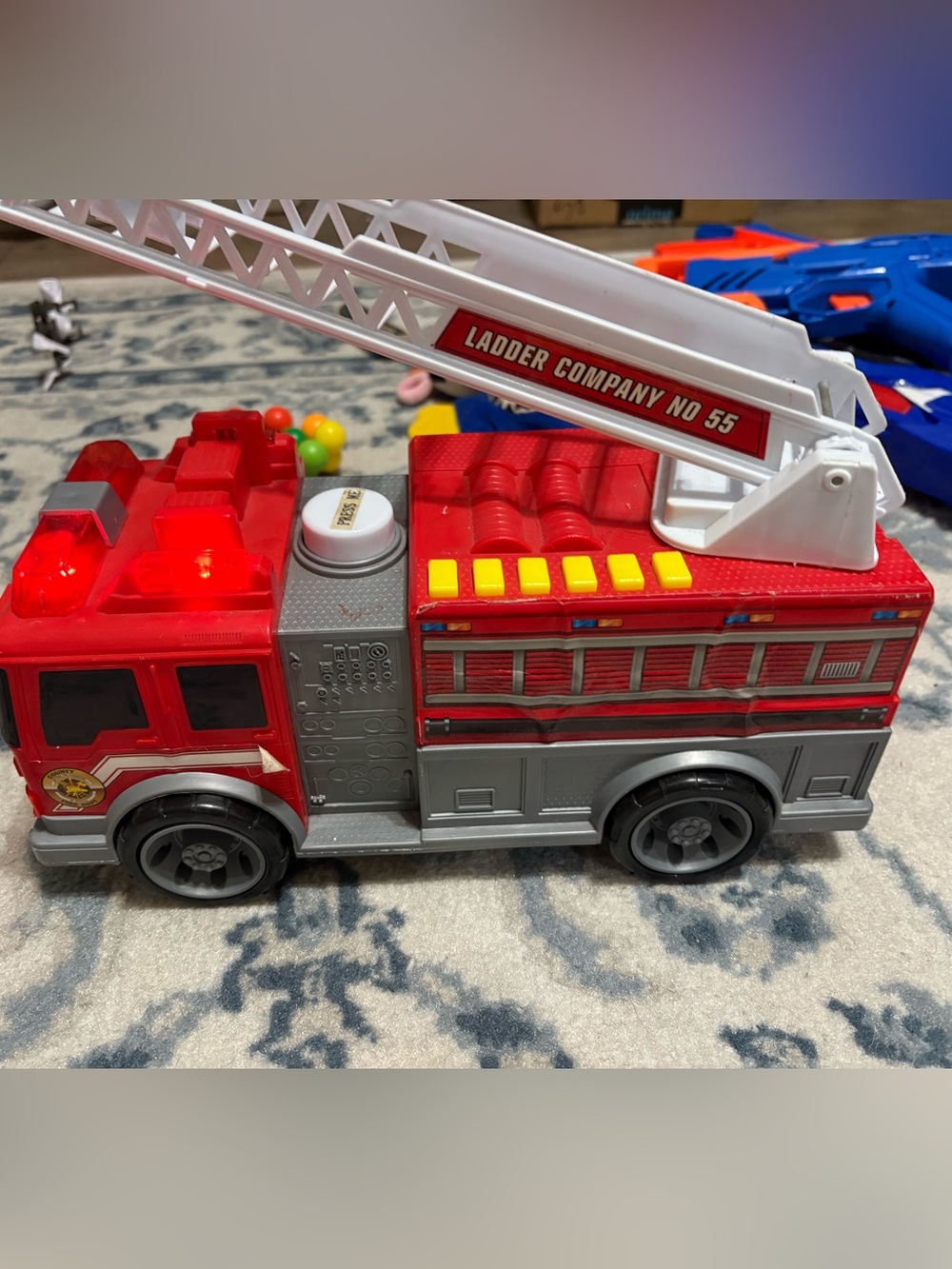 Red and White Kids Fire Truck Toy with Ladder